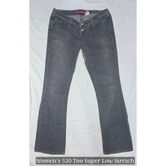 Women's Vintage Levi's 520 Grey Too Super Low Stretch Size 9M Jr - Picture 1 of 5